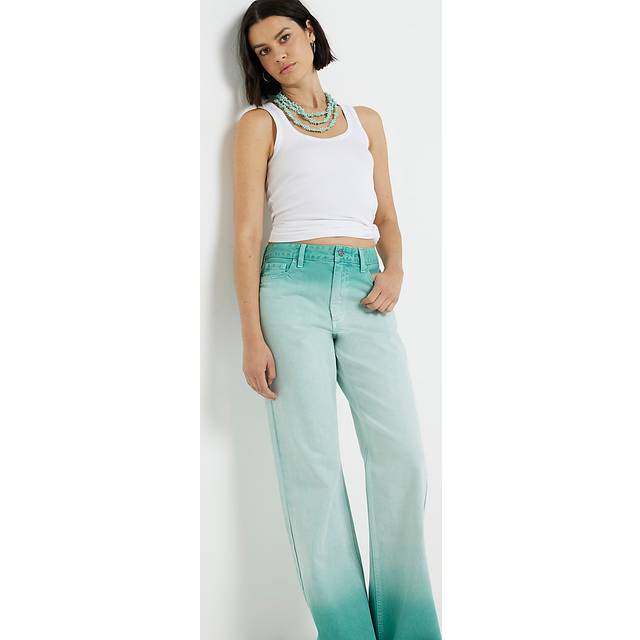 River Island Womens Green Ombre Relaxed Straight Fit Jeans - 10L