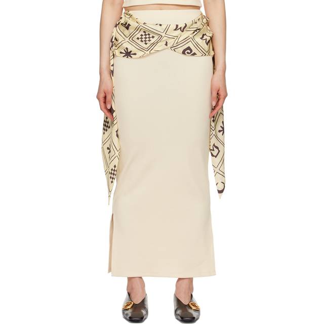 Nanushka Off-White Maltha Midi Skirt - Creme - L
