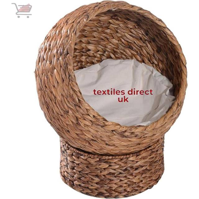 Round Pet House Natural Rattan Bed basket Soft Cushion-G-0490