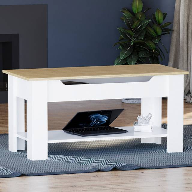 Vida Designs Oak and White Lift Up Coffee Table