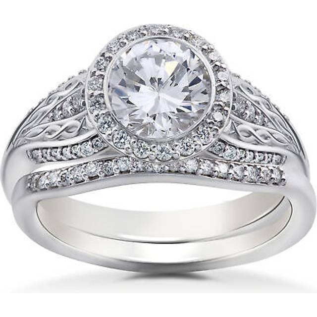 Gvs 1/5ct Lab Grown Diamond Engagement Ring & Matching Wedding Band White Gold
