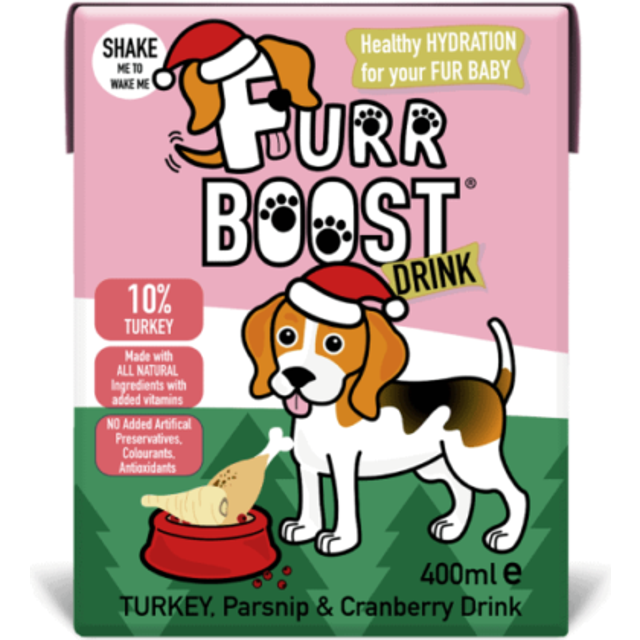 Furr boost turkey & cranberry christmas edition dog drink hydration 400ml x 1/12