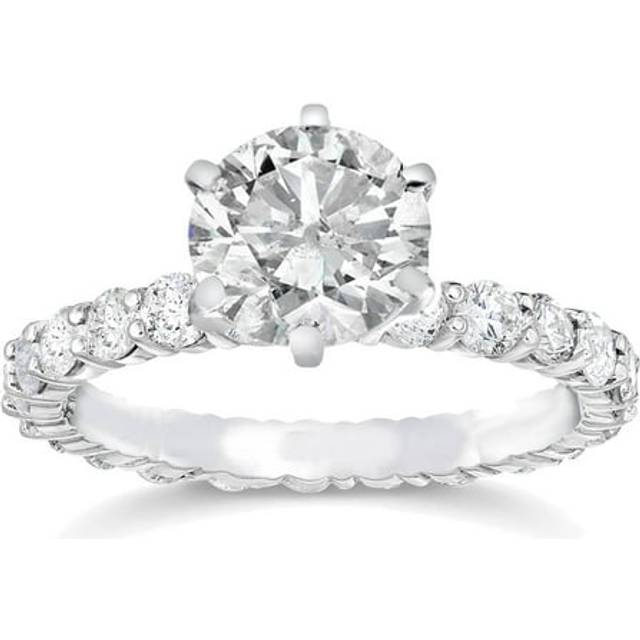 3 1/2ct Enhanced Diamond Eternity Engagement Ring 14k Round Brilliant White Gold