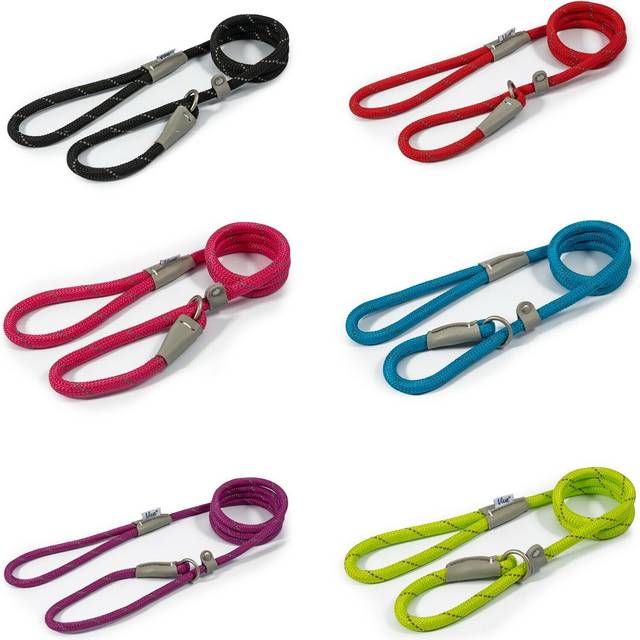 Ancol Viva Dog Rope Slip Lead Reflective Weave Blue 4 Sizes - 150 x 0.8cm