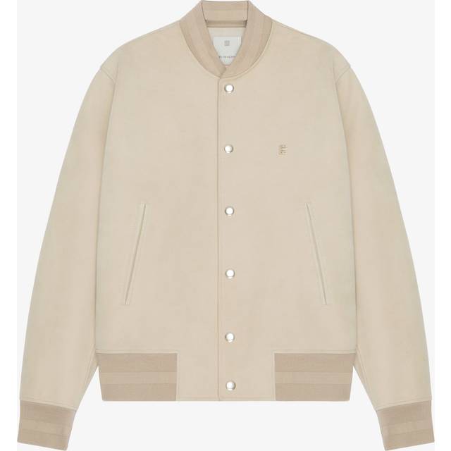Blouson varsity en nubuck grainé à détail 4G - beige - 50