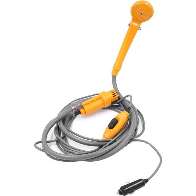 Portable Outdoor Shower Kit, 12V Camping Showers with Water Pump, 6 Meter Cable with Cigarette yellow