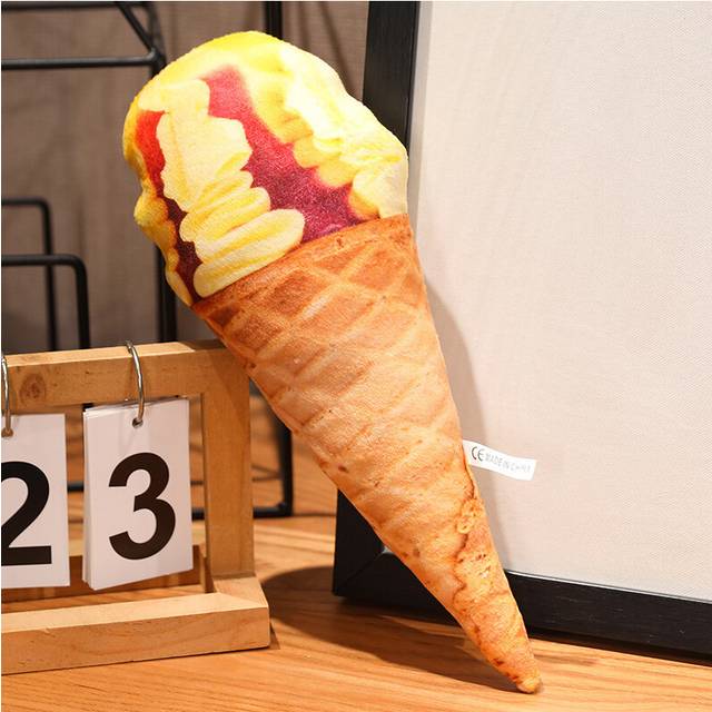 (Passion Fruit, 50cm/19.69in) Ice Cream Cone Plush Toy Creative Cartoon Doll Interior Decoration Pp Cotton