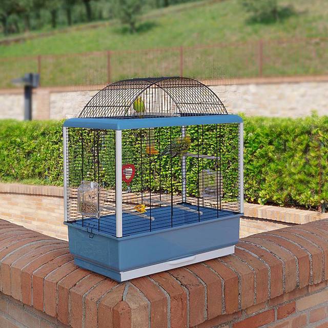 69Cm Hanging Bird Cage with Perch - Blue;Black (69cm H X 59cm W X 33cm D)