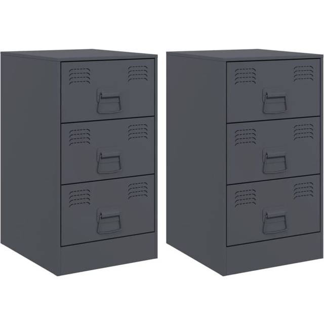 vidaXL Bedside Cabinets 2 pcs Anthracite 34.5x39x62 cm Steel