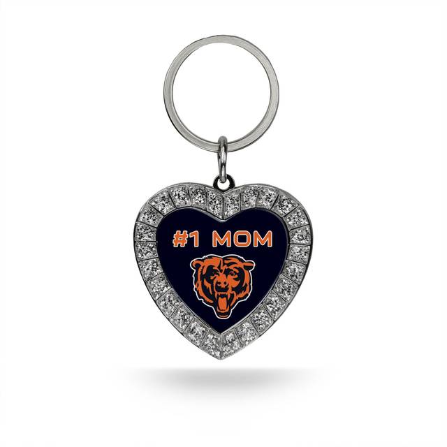 Rico Industries NFL Chicago Bears Bling #1 MOM Heart Key Chain Rhinestone Heart Keychain