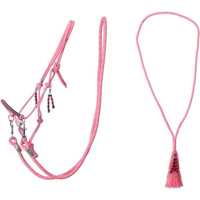 QHP Liberty Repgrimma Set med Tyglar och Halsring- flamingo pink (Cob)