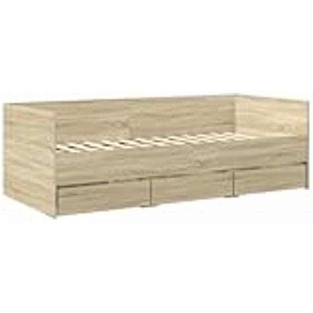 vidaXL Daybed with Drawers without Mattress Sonoma Oak 90x190 cm Single - Brown