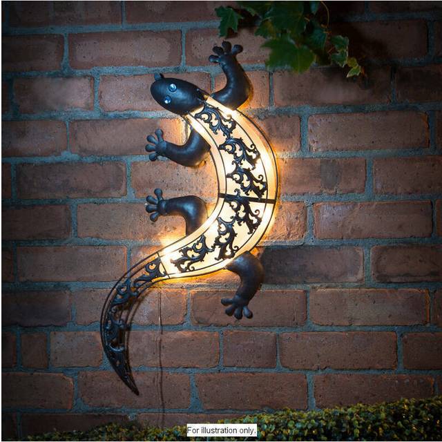 Solar Powered Bright LED Light Gecko Metal Garden Decoration Wall Art G-0111