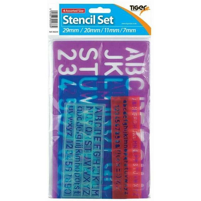MantraRaj Alphabet Stencil Set 4 Piece 4 Assorted Size Alphabet Number School Writing