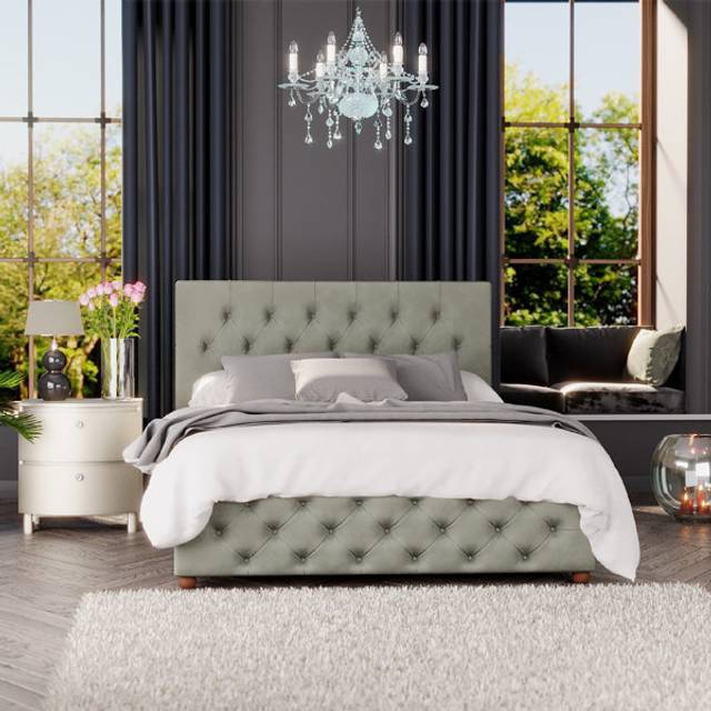 Laurence Llewelyn-Bowen Luna Super King Duck Egg Plush Velvet Ottoman Bed - Green