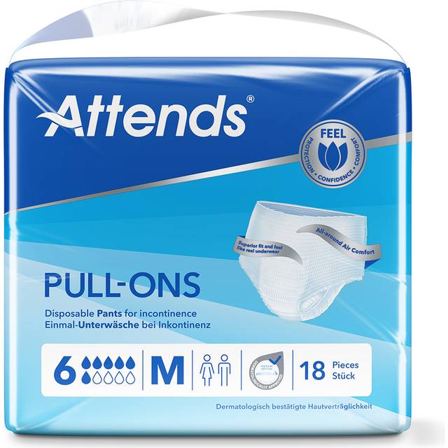 Inkontinensskydd allt-i-ett byxa - Attends Pull-Ons 6 M - 72 st