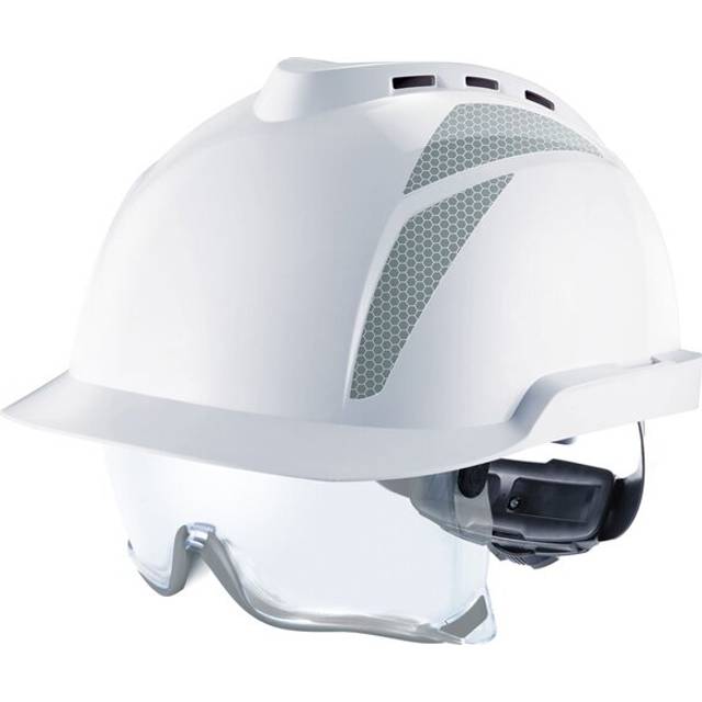 MSA - V-GARD 930 VENTED HELMET WHITE W/ INTEGRATED SPEC GRY STICKER - White/Grey