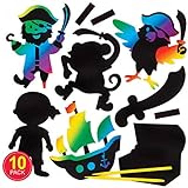 Pirate Scratch Art Magnets (Pack of 10) Art Craft Kits