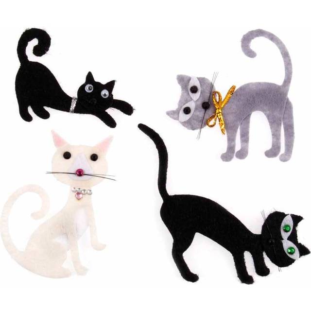 Craft embellishments: felt cats - 4pk