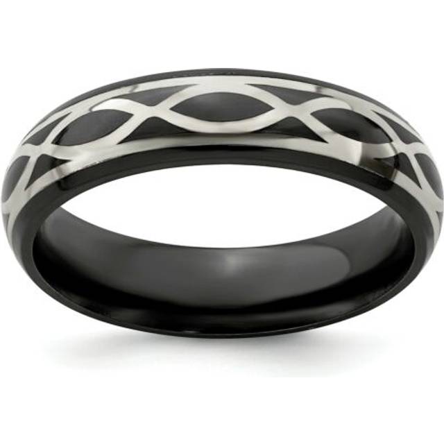 Black ti titanium & sterling silver inlay 6mm infinity wedding band sizes 6 - 13