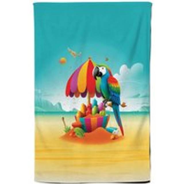 Parrot On A Beach Holiday Tea Towel - Yellow - One Size