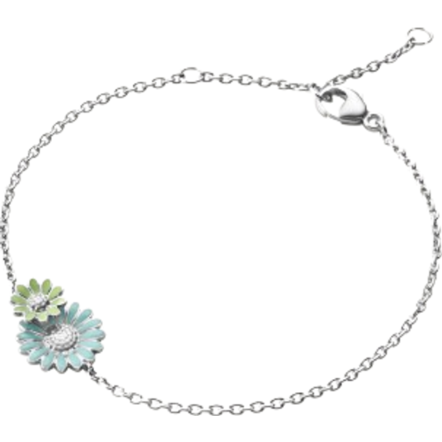 Georg Jensen Stine Goya Daisy Sterling Silver Green and Blue Enamel Chain Bracelet - Silver