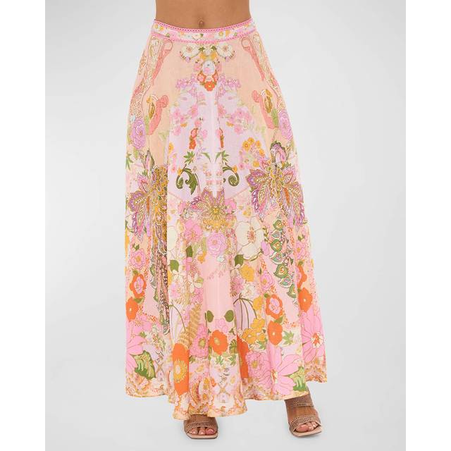 Camilla Embellished floral linen maxi dress - multicoloured (UK 10)