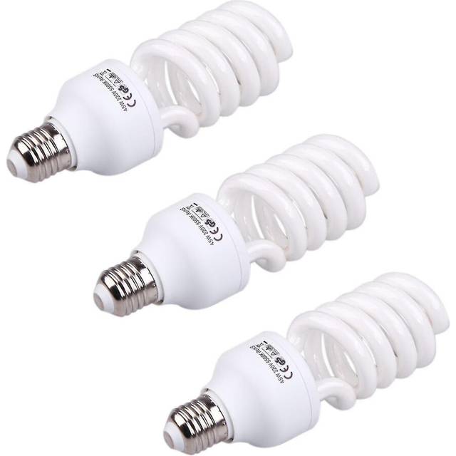 3x Compact E27 220v 5500k 45w Photo Studio Bulb Video Photography Daylight Light Lamp White Black Day