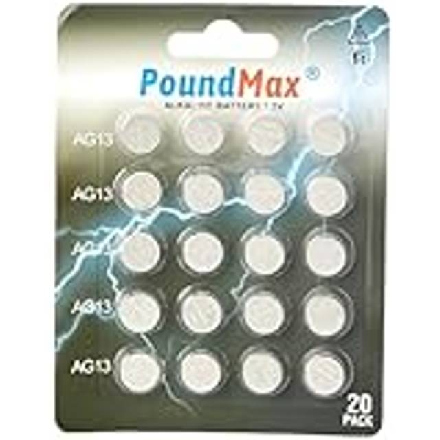 PoundMax® 20 x Super AG13 G13 SR44 LR44 A76 V13GA PX76A 357 alkaliska knappbatterier