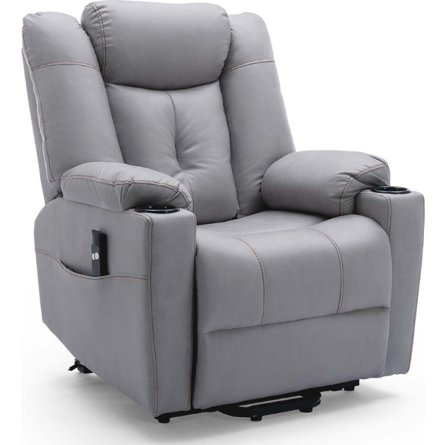 (Grey) Afton Electric Fabric Single Motor Riser Recliner Lift Mobility Tilt Chair