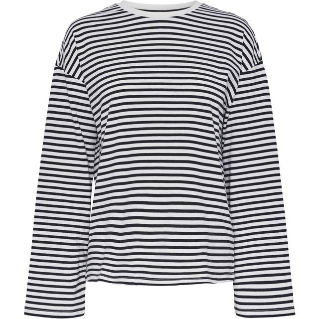 PIECES Stripe Long Sleeve Top - Multi, White, Size S = Uk 8, Women - S = UK 8