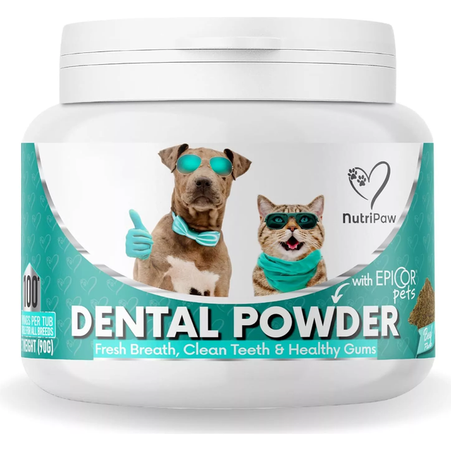 Dental Powder For Dogs & Cats - Clean Teeth, Healthy Gums & Fresh Breath - Manage Plaque & Tartar Build-Up - Fuss-Free - No Brushing Needed - Lasts Up