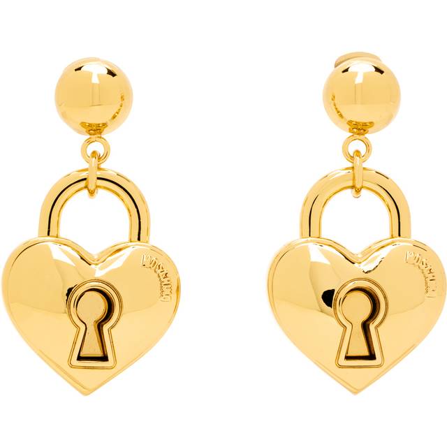 Moschino Gold Heart Lock Earrings - A0606 Shiny Gold - UNI