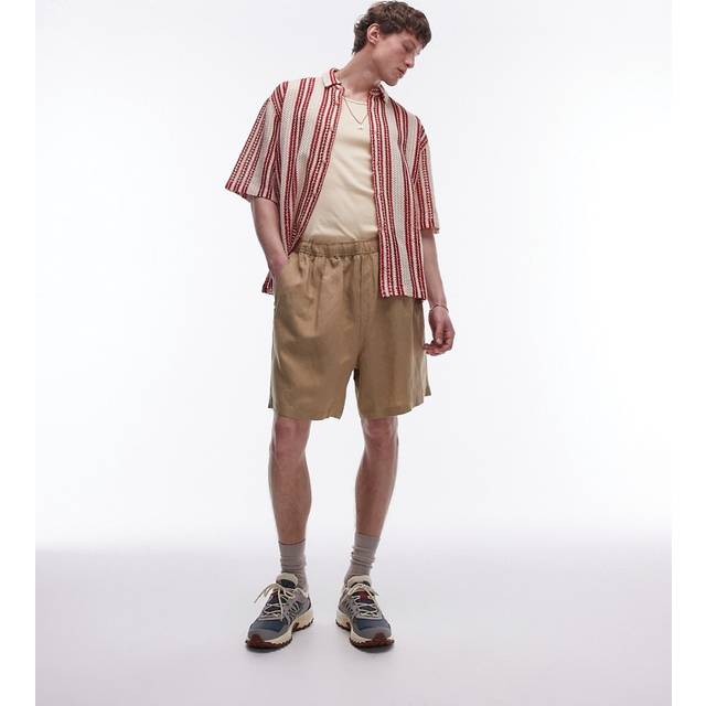 Topman – Stenfärgade shorts i linnetyg, del av set-Naturlig