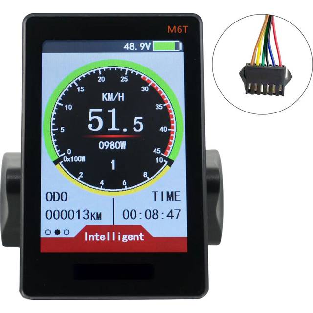 M6T Electric Bike LCD Display Meter 24V-60V Universal E Scooter LCD Panel Color Screen with USB for E-Bike(SM 6PIN)