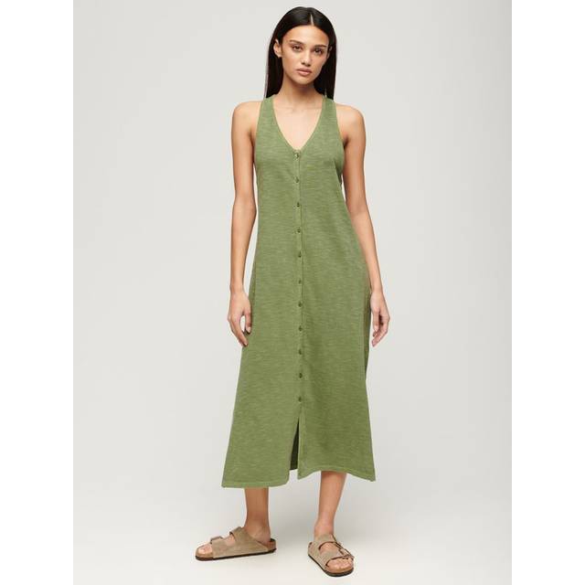 Superdry Beach Jersey Vest Midi Dress - Olive Khaki