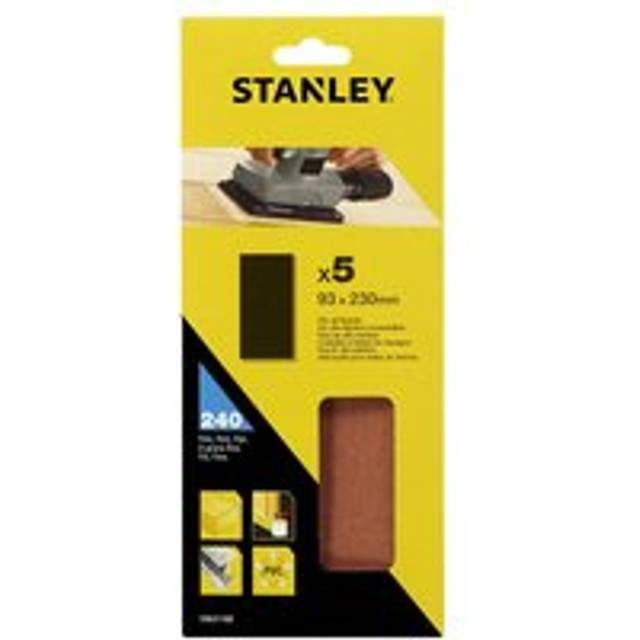 Stanley Unpunched Clip On 1/3 Sanding Sheets 93mm x 230mm 240g Pack of 5