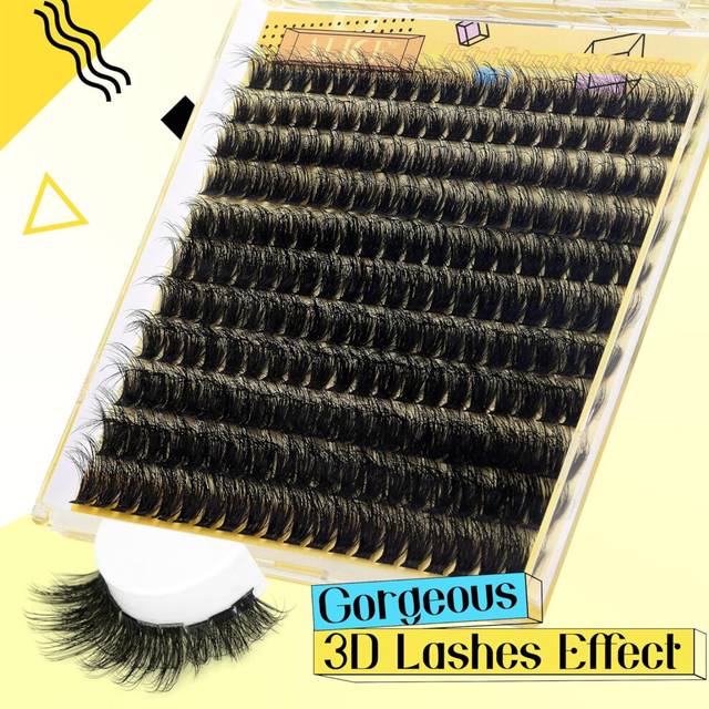 ALICE Lash Clusters Kit Fluffy Volume Extension Kit 3D Wispy Natural DIY Eyelash Kit with 220Pcs Individual Lashes Lash Bond and Remover Tweezers