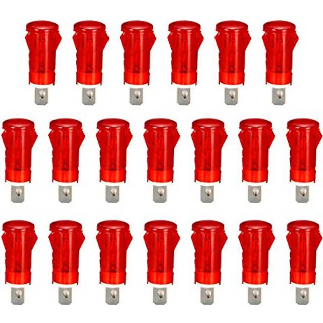 "Neon Indicator Lights 220V, Dash Bulbs MDX-11A Red, 10mm 2/5"" Panel Mount, 20Pcs"