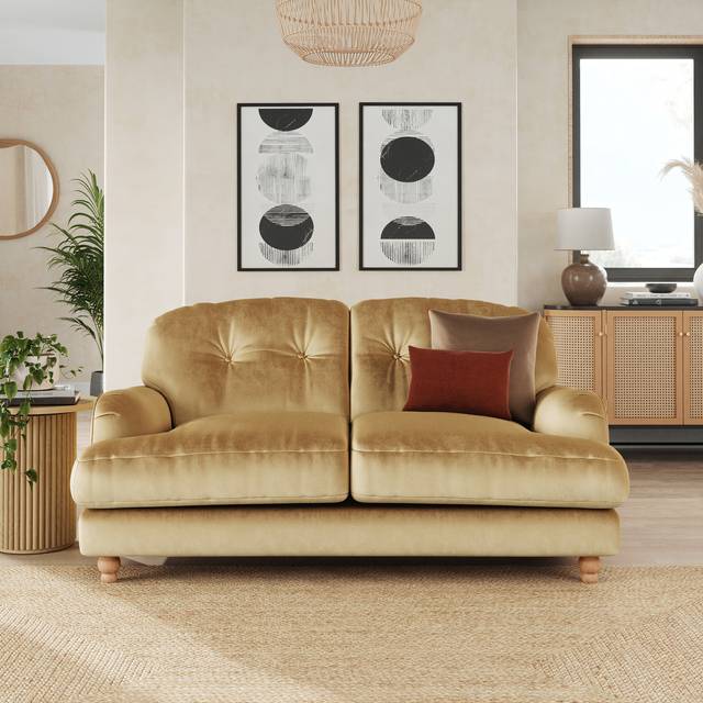 Martha Vintage Velvet 2 Seater Sofa - Vintage Velvet Honey