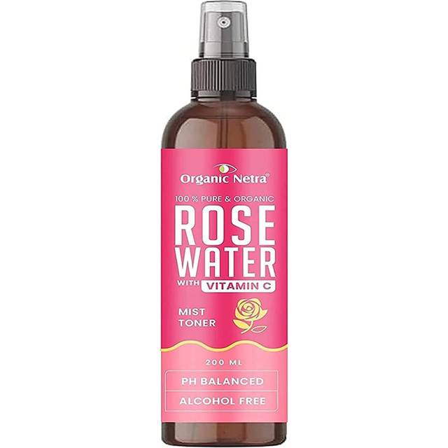 Organic Netra Rose Water with Vitamin C Paraben & Alcohol Free Mist Spray 6.76 Ounce