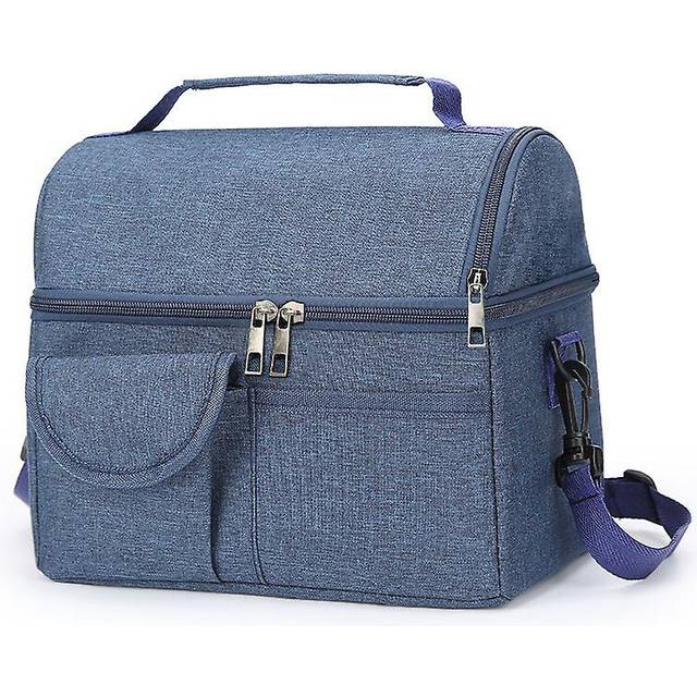 (Blue) Large Picnic Cooler Bag Insulation Bag Lunch Bag For Women Men Kids Picnic Bag, Adjustable Shoulder Strap