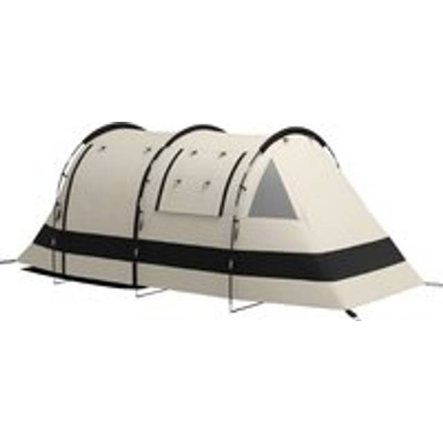 Outsunny Blackout Camping Tent For 4-5 Person, With Bedroom & Living Room, 3000mm Waterproof, For Fishing Hiking Festival, Khaki