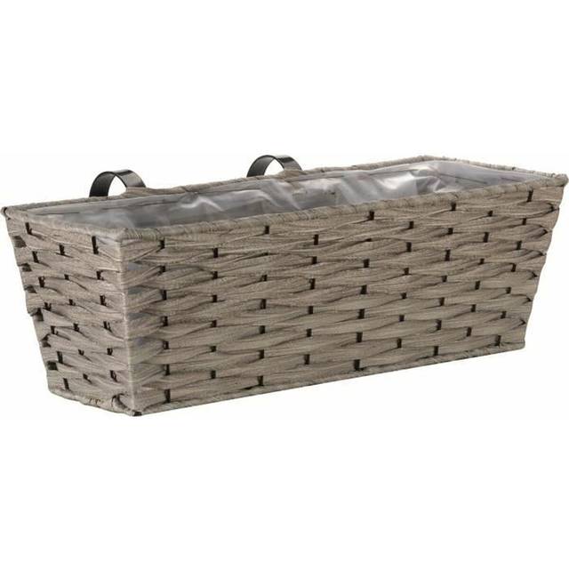 Smart Garden 19"" Rattan Effect Wall Fence Balcony Grey Planter Trough Basket