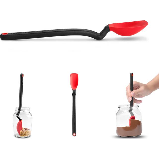 Dreamfarm Mini Supoon  Non-Stick Silicone Sit Up Scraping & cooking Spoon with Measuring Lines  Red