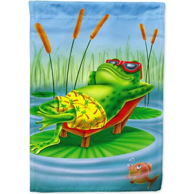 Caroline's Treasures APH0521GF Frog Chilaxin On The Lilly Pad Flag Garden  small  Multicolor
