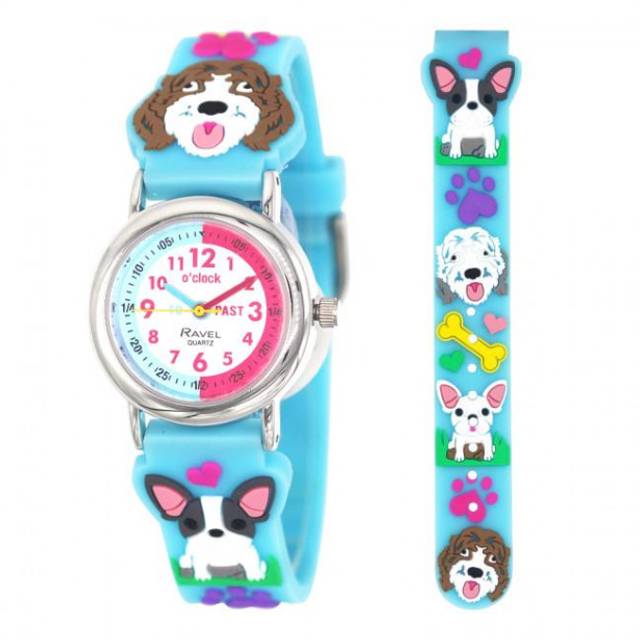 Ravel children girls 3d cartoon time teacher watch blue frenchie