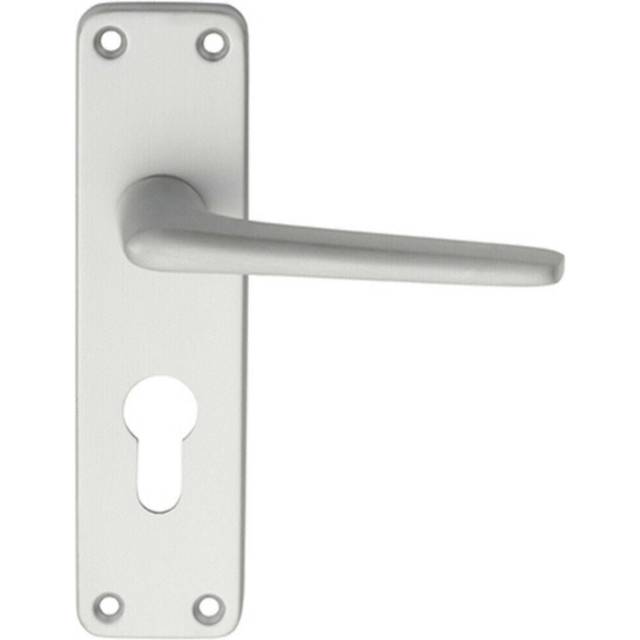 PAIR Straight Tapered Lever on Euro Lock Backplate 152 x 41mm Satin Aluminium