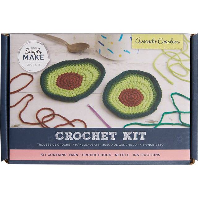 Docrafts Simply Make Crochet DIY Avocado Coaster Hobby Craft Making Kit, Turn Your Hand to Crocheting Ideal for The Adult and Older Child, Makes A