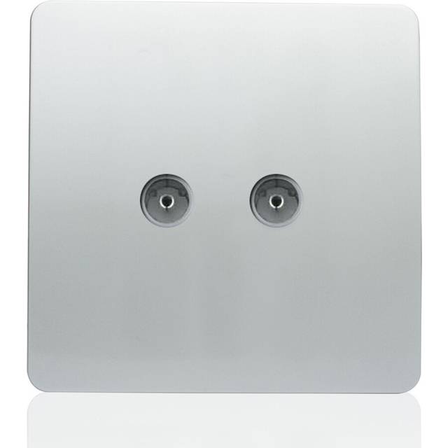 Trendi Artistic Modern Glossy Tactile TV 2 Gang Socket Silver ART-2TVSSI
